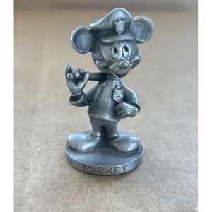 Walt Disney Pewter Mickey Mouse Cop Policeman Badge‎ Baton Cartoon Mini Figurine